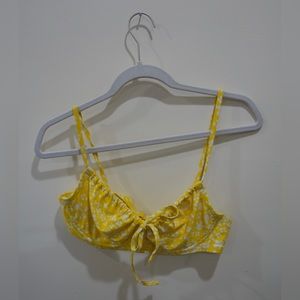 Aerie Yellow Underwire Floral Bikini Top - Large
